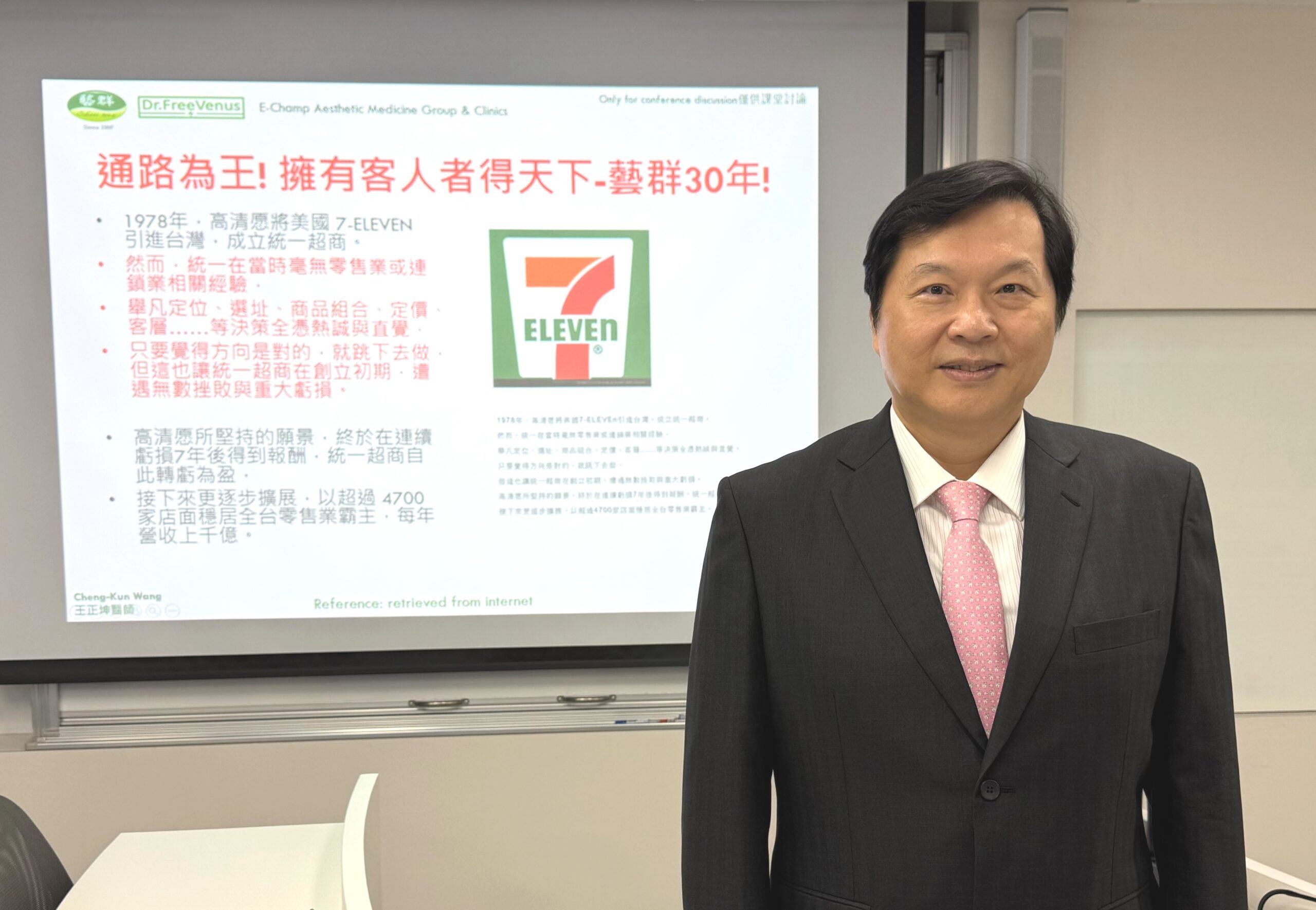 藝群集團王正坤醫師中山大學EMBA開講 顧客信任是打造品牌通路的起點